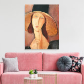 Portrait of Jeanne Hebuterne in a large hat Canvas Afdruk (Insitu (Woonkamer))