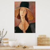 Portrait of Jeanne Hebuterne in a large hat Poster (Keuken)