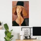Portrait of Jeanne Hebuterne in a large hat Poster (Thuiskantoor)