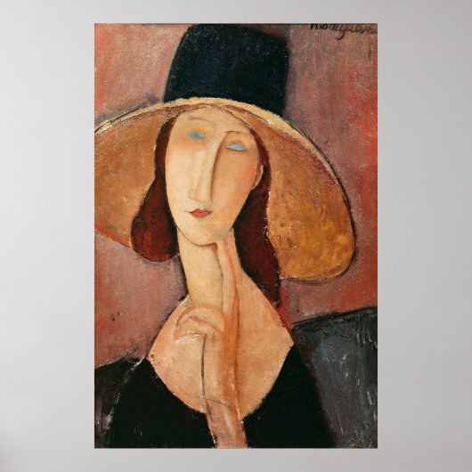 Portrait of Jeanne Hebuterne in a large hat Poster (Voorkant)