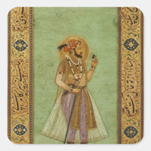 Portrait of Shah Jahan, 1631, Mughal Vierkante Sticker