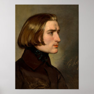 Portrait of the Composer Franz Liszt, 1838 Poster