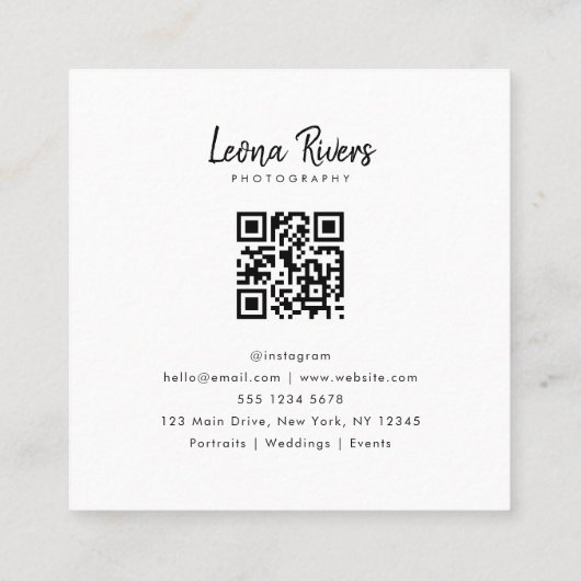 Portrait QR Code Photographe Carte de visite (Dos)