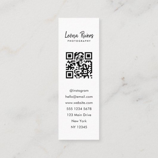 Portrait QR Code Photographe Carte de visite (Dos)