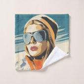 Portrait Rétro Femme Dans La Neige (Gant de toilette)