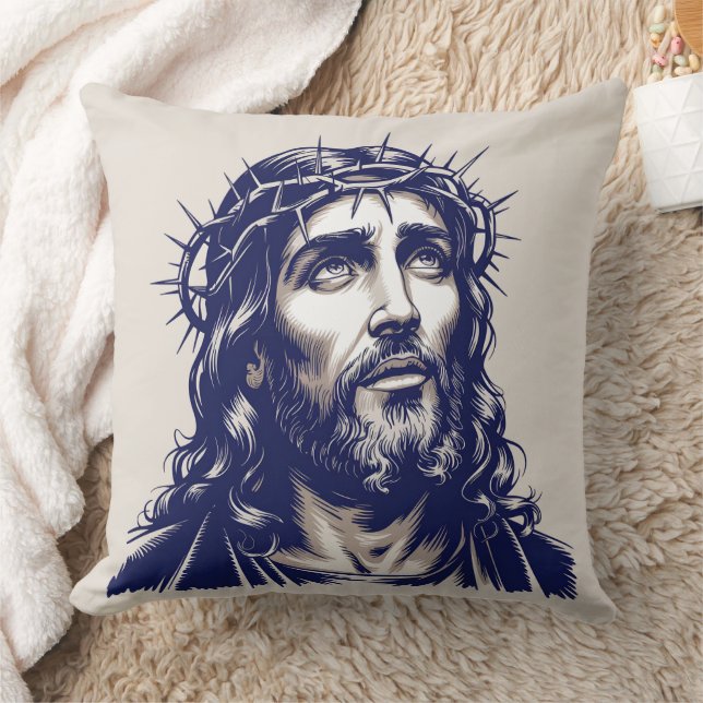 Portrait sacré de Jésus - Coussin d'art Vintage (Couverture)