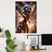 Portrait Squelette Cyberpunk | AI Art Poster (Bureau à domicile)