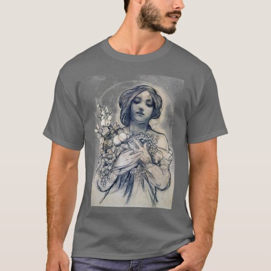 Portrait (Studie), Alphonse Mucha T-shirt (Voorkant)