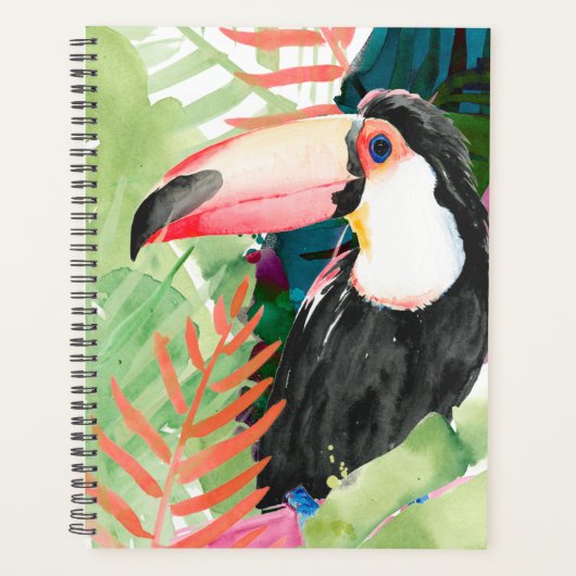 Portrait toucan avec Feuilles tropicaux (Devant)
