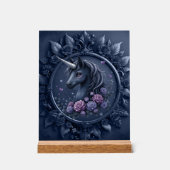 Portrait Unicorne foncé dans un cadre rond (Recto)
