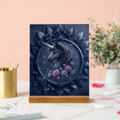 Portrait Unicorne foncé dans un cadre rond (Mariage)