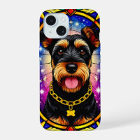 Portrait vibrant de chien en verre coloré