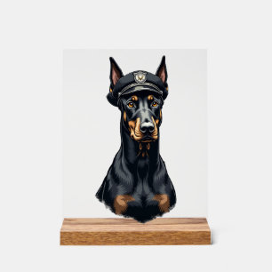 Portrait vintage de Doberman Police en noir et bla