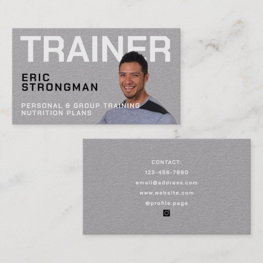 Portret afbeelding personal trainer visitekaartje (Voorkant / Achterkant)