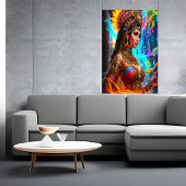 Portret: Aztec Goddess Chalchiuhtlicue | AI Art. Poster