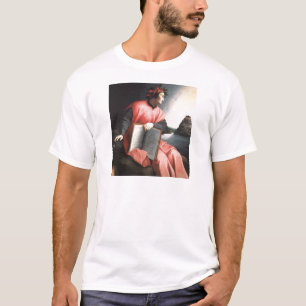 Portret Dante met boek De Goddelijke Komedie print T-shirt