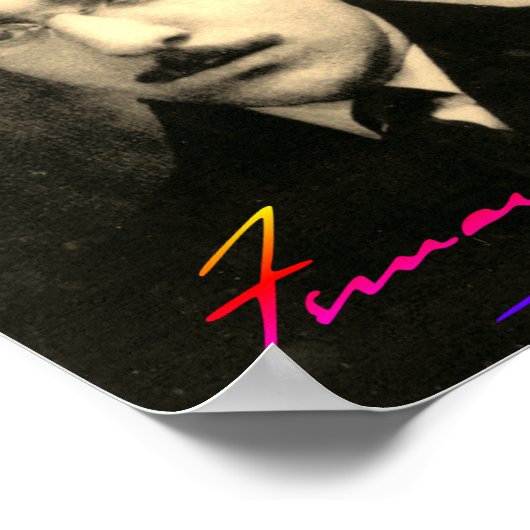 Portret en handtekening van Fernando Pessoa Poster (Hoek)