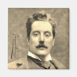 Portret en handtekening van Giacomo Puccini Magneet