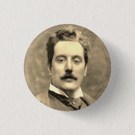 Portret en handtekening van Giacomo Puccini Ronde Button 3,2 Cm (Voorkant)