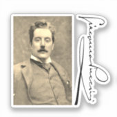Portret en handtekening van Giacomo Puccini Sticker (Voorkant)