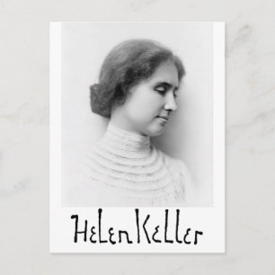 Portret en handtekening van Hellen Keller Briefkaart