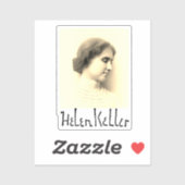 Portret en handtekening van Hellen Keller Sticker (Vel)