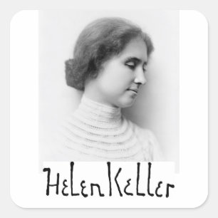 Portret en handtekening van Hellen Keller Vierkante Sticker