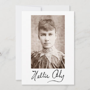 Portret en handtekening van Nellie Bly Kaart