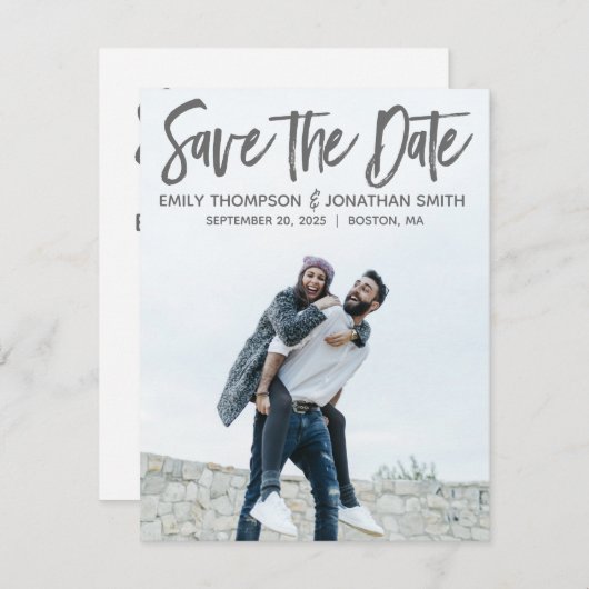 Portret Foto Huwelijk Save the Date Kaart Modern (Voorkant / Achterkant)