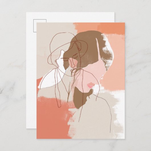Portret geverfd contour Vrouw Briefkaart (Voorkant / Achterkant)
