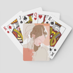 Portret geverfd contour Vrouw Pokerkaarten