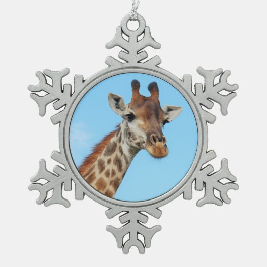 portret Giraffe Tin Sneeuwvlok Ornament (Voorkant)