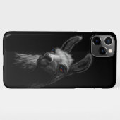 Portret Head Cute Llama met een zwarte achtergrond iPhone Hoesje (Achterkant horizontaal)