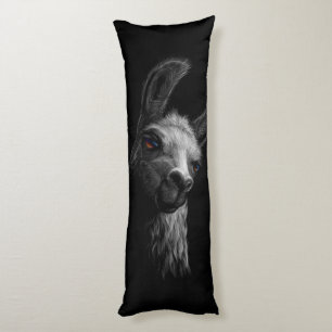 Portret Head Cute Llama met een zwarte achtergrond Lichaamskussen