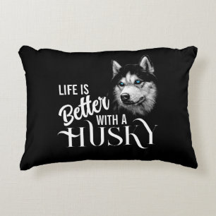 Portret Head Siberian Husky met blauwe ogen Accent Kussen