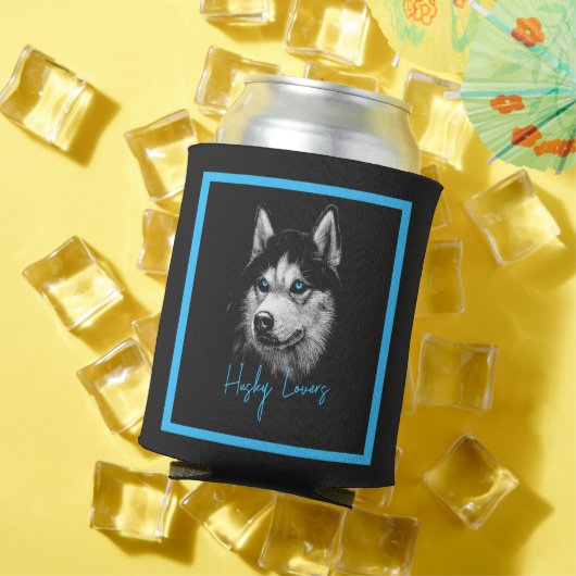 Portret Head Siberian Husky met blauwe ogen Blikjeskoeler (Insitu Zomer)