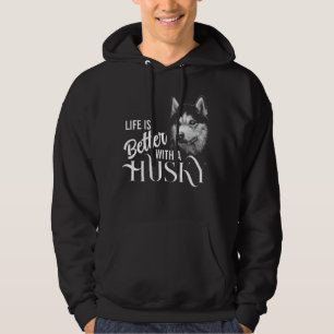 Portret Head Siberian Husky met blauwe ogen Hoodie