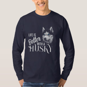 Portret Head Siberian Husky met blauwe ogen T-shirt