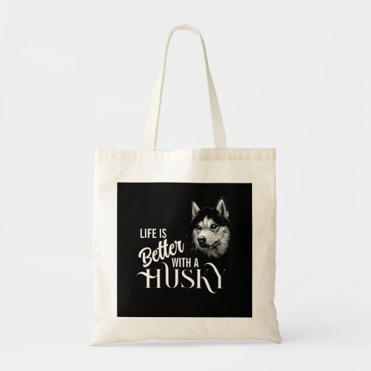 Portret Head Siberian Husky met blauwe ogen Tote Bag (Voorkant)