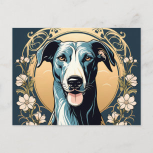 Portret Hond Floral Greyhound Art Nouveau Briefkaart
