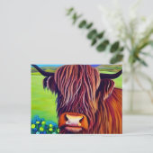 Portret hoogland Koe schilderen Briefkaart (Staand voorkant)