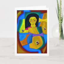 Portret in Blauw en Oker door Hassan Wahba