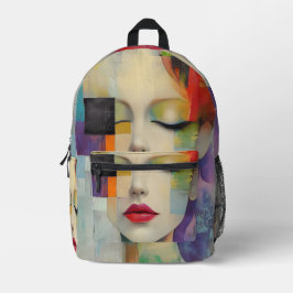 Portret in kleurenblok Surrealisme Bedrukte Rugzak