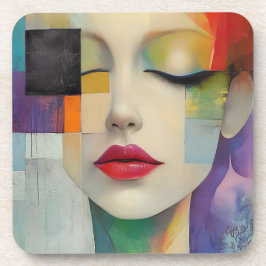 Portret in kleurenblok Surrealisme Bier Onderzetter