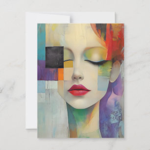 Portret in kleurenblok Surrealisme Briefkaart