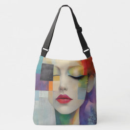 Portret in kleurenblok Surrealisme Crossbody Tas