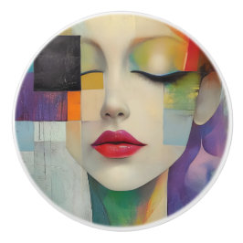 Portret in kleurenblok Surrealisme Keramische Knop