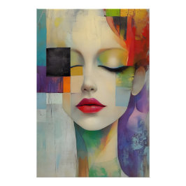 Portret in kleurenblok Surrealisme Perfect Poster