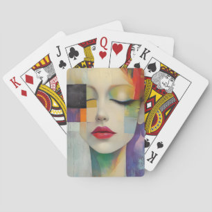 Portret in kleurenblok Surrealisme Pokerkaarten