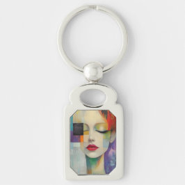Portret in kleurenblok Surrealisme Sleutelhanger